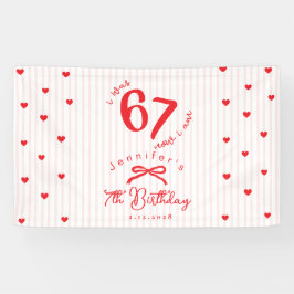 Six Seven Meme Pink Red Coquette 7th Birthday Banner