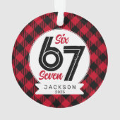 Six Seven Meme Red and Black Plaid Christmas Ornament (Rückseite)