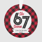 Six Seven Meme Red and Black Plaid Christmas Ornament (Vorderseite)