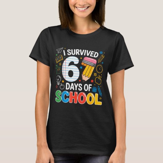 Six Seven Meme Survived 67 Days Of School Student T-Shirt (Vorderseite)