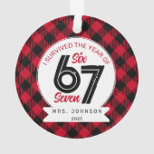 Six Seven Meme Teacher Plaid Christmas Ornament (Rückseite)