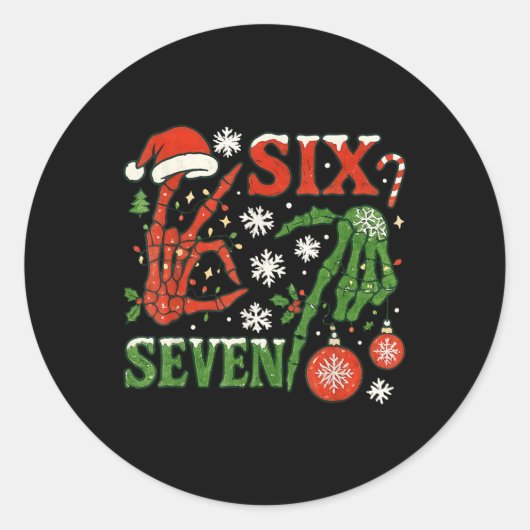Six Seven Meme Weihnachten 6-7 Weihnachten Skelett Runder Aufkleber (Vorderseite)