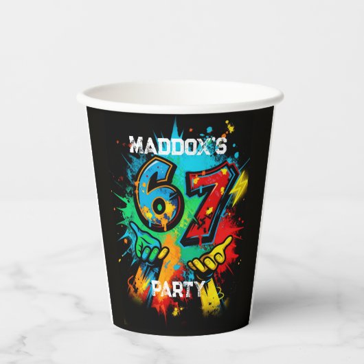 Six Seven Party Paper Cups 6-7 Meme Party Decor Pappbecher (Vorderseite)