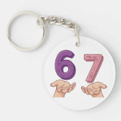 Six Seven Pink Purple Brain Rot Schlüsselanhänger (Vorderseite)