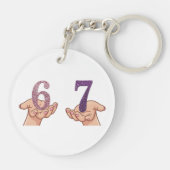 Six Seven Pink Purple Glitter Brain Rot Schlüsselanhänger (Rückseite)