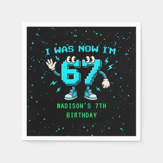 Six Seven Pixel Meme 7th Birthday Napkins Serviette (Vorderseite)