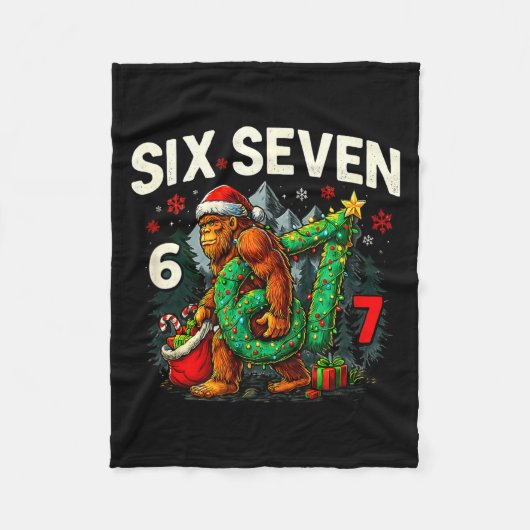 Six Seven Santa Bigfoot Christmas Sasquatch 67 Fun Fleecedecke (Vorderseite)