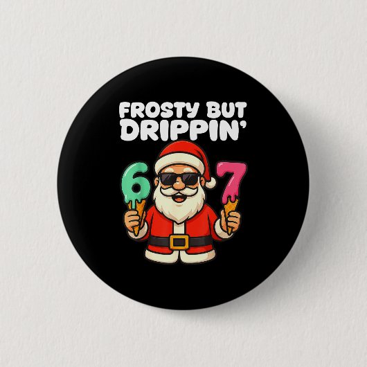 Six Seven Santa Santa Sungles Ice Cream Christmas Button (Vorderseite)