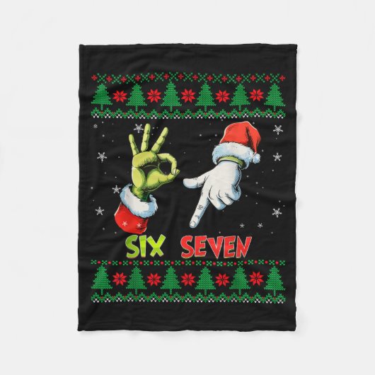 Six Seven Skeleton Meme Christmas Ugly Sweater 67 Fleecedecke (Vorderseite)