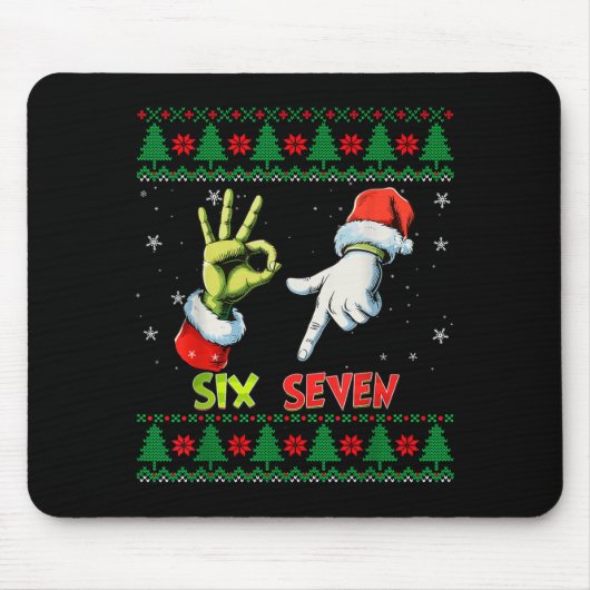 Six Seven Skeleton Meme Christmas Ugly Sweater 67 Mousepad (Vorne)