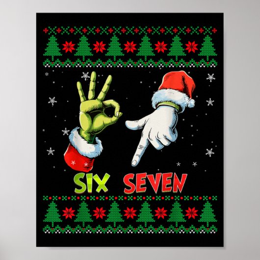 Six Seven Skeleton Meme Christmas Ugly Sweater 67  Poster (Vorne)