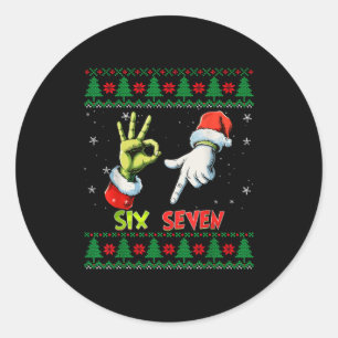 Six Seven Skeleton Meme Weihnachten hässlicher Pul Runder Aufkleber