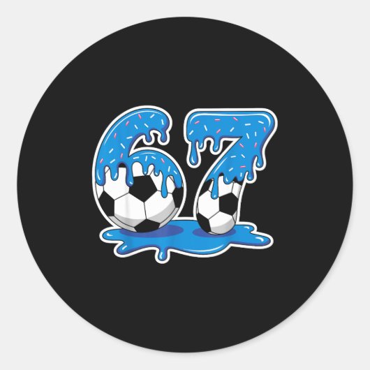 Six Seven Soccer Ice Cream Drip Funny Design Runder Aufkleber (Vorderseite)
