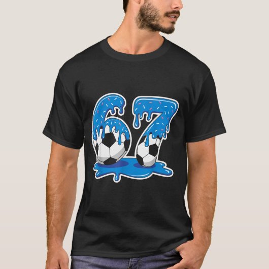 Six Seven Soccer Ice Cream Drip Funny Design  T-Shirt (Vorderseite)