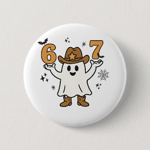 Six Seven Spooky Halloween Sport 67 Mason Meme Button