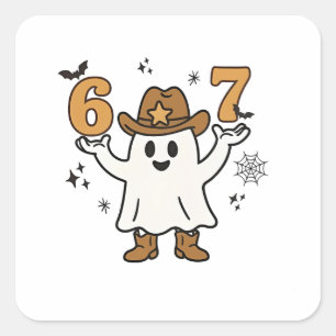 Six Seven Spooky Halloween Sport 67 Mason Meme Quadratischer Aufkleber