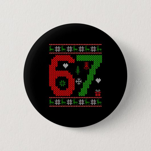 Six Seven Ugly Christmas Sweater 67 Meme Xmas Boys Button (Vorderseite)