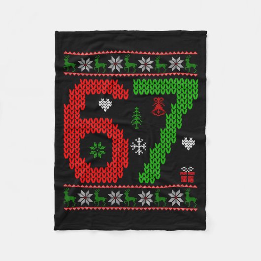 Six Seven Ugly Christmas Sweater 67 Meme Xmas Boys Fleecedecke (Vorderseite)
