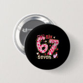 Six Seven Valentine Coquette Bow Funny 67 Meme Hea Button (Vorne & Hinten)