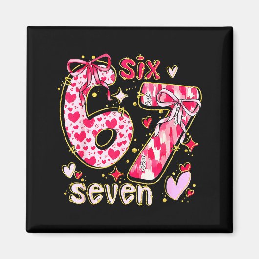 Six Seven Valentine Coquette Bow Funny 67 Meme Hea Magnet (Vorne)