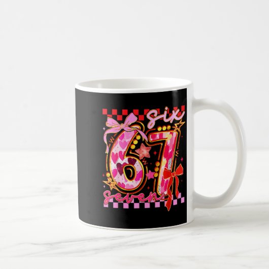 Six Seven Valentine Day Funny Nk 67 Cute Bow Girls Kaffeetasse (Rechts)