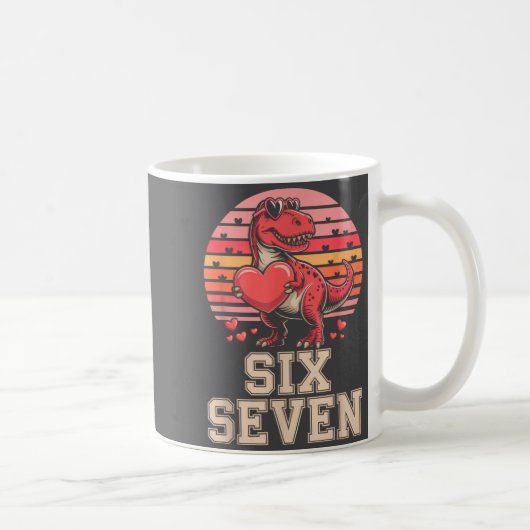 Six Seven Valentine’s Day Dinosaur T-rex For Kids  Kaffeetasse (Rechts)