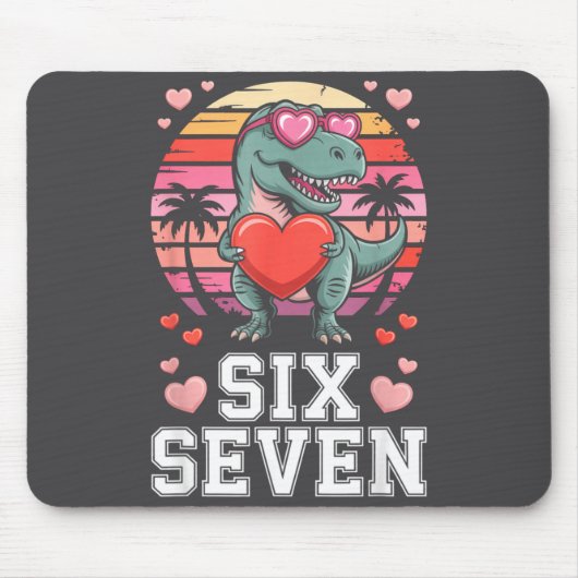 Six Seven Valentine’s Day Dinosaur T-rex For Kids Mousepad (Vorne)