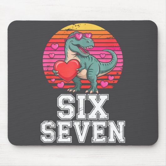 Six Seven Valentine’s Day Dinosaur T-rex For Kids Mousepad (Vorne)