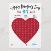 Six Seven Valentine Word Search Heart Exchange Einladung (Vorderseite)