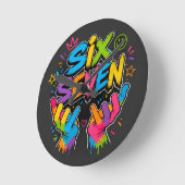 Six Seven Vibe Runde Wanduhr (Winkel)