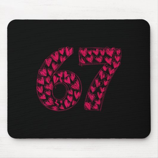 Six Seven Viral Sketch Heart 67 Cute Valentine Sch Mousepad (Vorne)