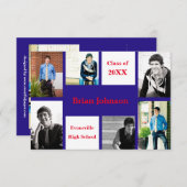 Six/Sieben Fotos blau/rot - 3x5 Grad Bekanntgabe Einladung (Vorne/Hinten)