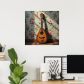 Six-Stringed Dulcimer Vintage Floral Poster (Heimbüro)