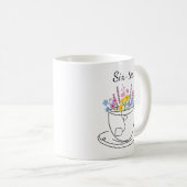 Six-Tea 60. Geburtstag Whimsical Farbige Blumen Kaffeetasse (VorderseiteRechts)