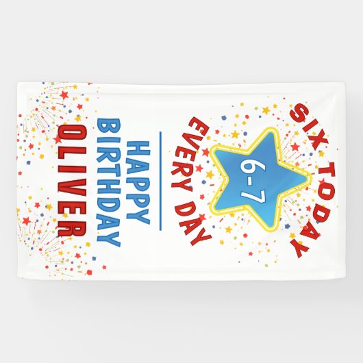 Six Today 6 7 Every Day Meme 6th Birthday  Banner (Horizontal)