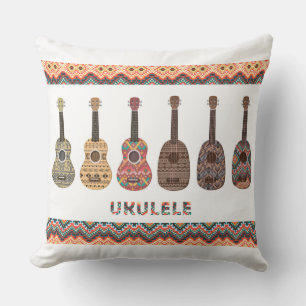 Six Ukulele Pattern Pillow Kissen