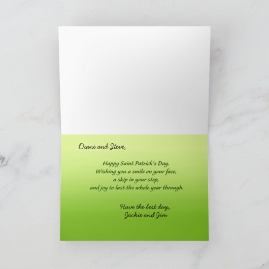 Six White Kleeblatts St. Patrick's Day Karte (Innenseite)