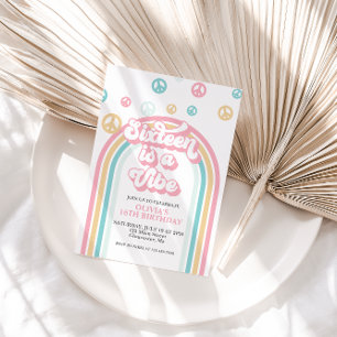 Sixteen is a Vibe Retro Sommer Regenbogen Einladun Einladung
