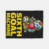 Sixth Goal Machine Soccer Robot 6th Birthday  Fleecedecke (Vorderseite (Horizontal))