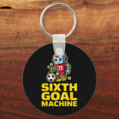 Sixth Goal Machine Soccer Robot 6th Birthday  Schlüsselanhänger (Vorderseite)