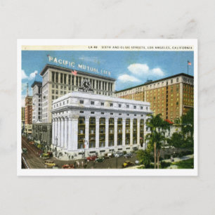 Sixth & Olive Sts., Los Angeles 1933 Vintage Postkarte