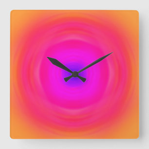 Sixties Gradient - Pink Blue Purple Orange Yellow Quadratische Wanduhr