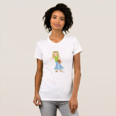 Sixties Hippie Girl Niedlich Cartoon Character Des T-Shirt (Vorne ganz)