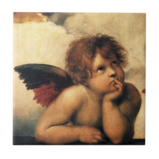 Sixtinische Madonna Engel von Raffael Sanzio Fliese (Vorderseite)