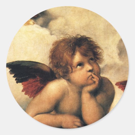 Sixtinische Madonna Engel von Raffael Sanzio Runder Aufkleber (Vorderseite)