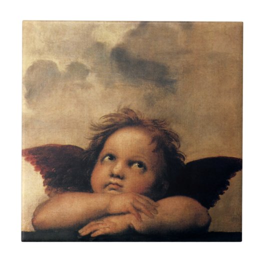 Sixtinische Madonna Engel von Raphael Sanzio Fliese (Vorderseite)