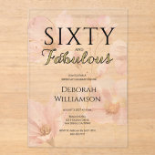 Sixty and Fabulous Black Pink 60th Birthday Party Acryleinladungen (Vorderseite)