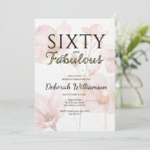 Sixty and Fabulous Black Pink 60th Birthday Party Einladung (Stehend Vorderseite)