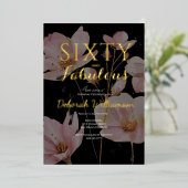 Sixty and Fabulous Black Pink 60th Birthday Party Folieneinladung (Stehend vorne)