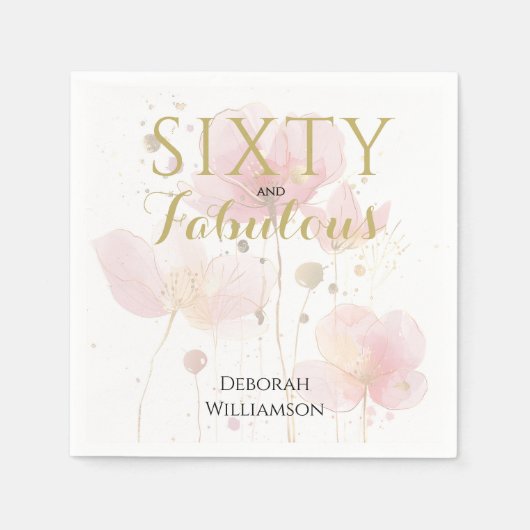 Sixty and Fabulous Black Pink 60th Birthday Serviette (Vorderseite)